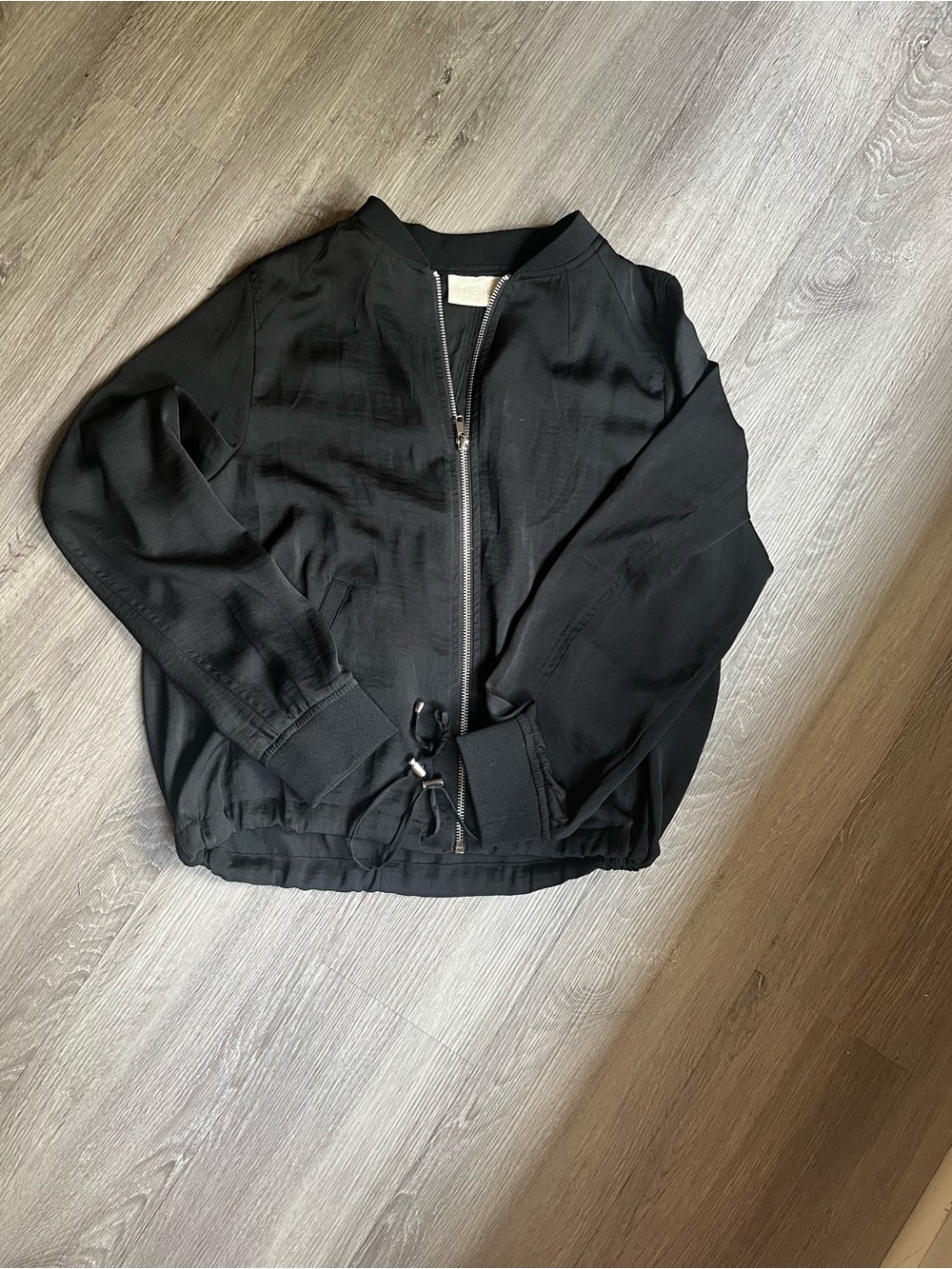 Chico’s Women's Black Bomber Jacket with Front Zip